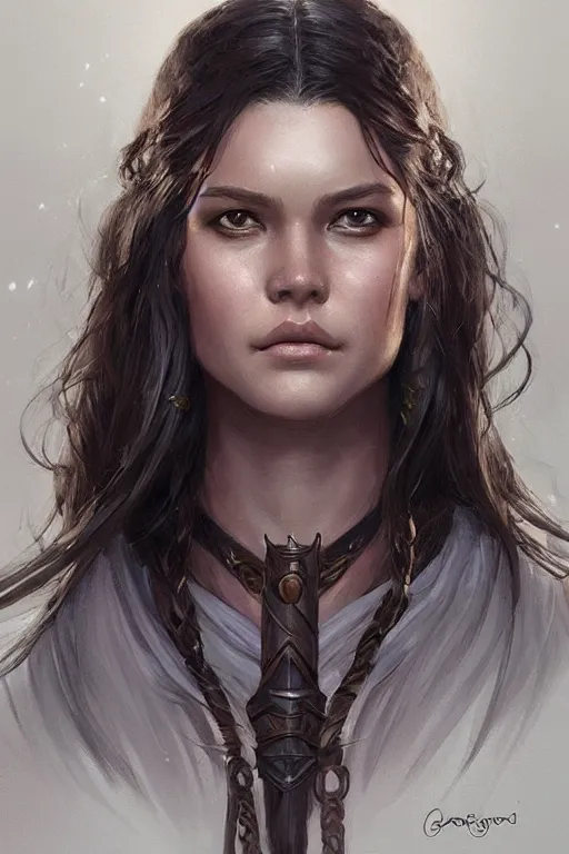 Image similar to olivia rodrigo as a fantasy character, d & d, fantasy, portrait, highly detailed, headshot, digital painting, trending on artstation, concept art, sharp focus, illustration, art by artgerm and greg rutkowski and magali villeneuve