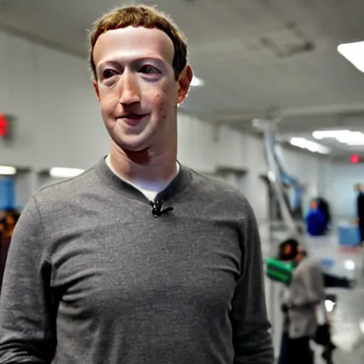 Image similar to mark zuckerberg alone in an ally with broken computer parts. photograph.