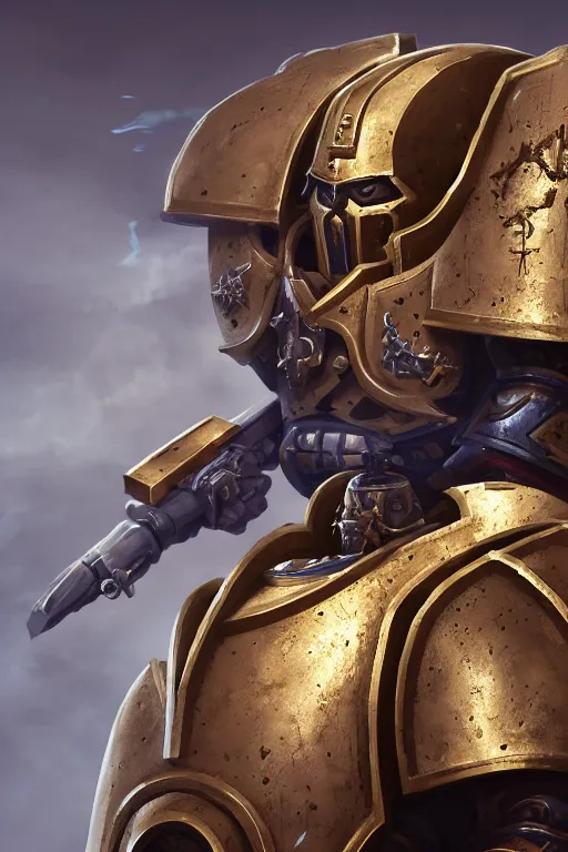 Image similar to armor portrait heros warhammer 4 0 k horus heresy fanart - the primarchs emperor by johannes helgeson animated with vfx concept artist & illustrator global illumination ray tracing hdr fanart arstation zbrush central hardmesh 8 k octane renderer comics stylized