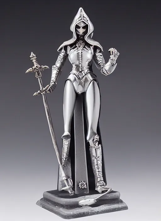 Prompt: 80mm, resin detailed model figure of Alchemy Imperial Princess knight gothic silver