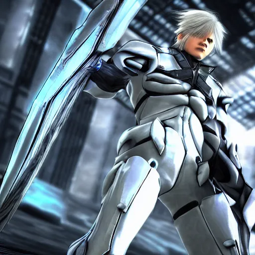 Prompt: raiden from metal gear rising : revengeance, photography