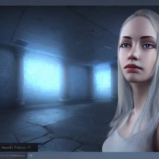 Prompt: livai ackerman portrait unreal engine, background soft blue