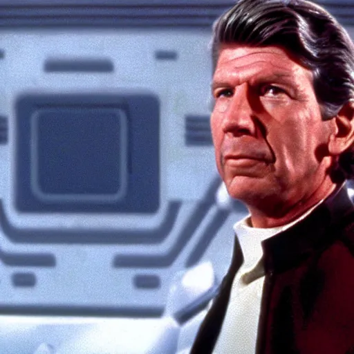 Image similar to a film still of vince mcmahon in the movie star wars a new hope