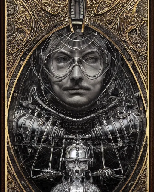 Prompt: epic portrait of victorian man scientist, steampunk, highly detailed, intricate details, symmetry, golden ratio, illustration, realistic, 8 k, high sharpness, by giger and rutkowski and dore