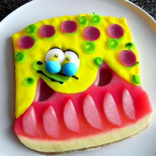 Prompt: spongebob watermelon pizza