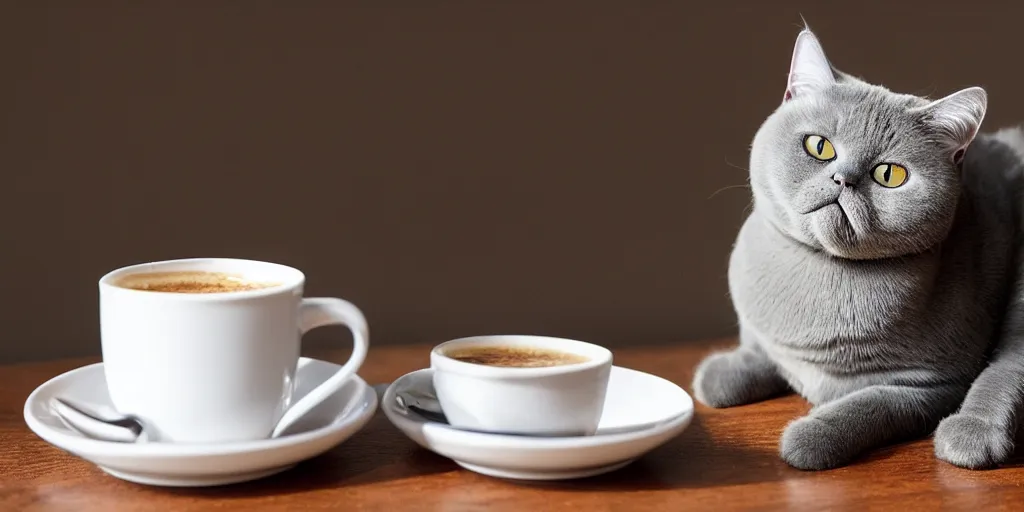 Image similar to britishshorthair cat drinking coffee