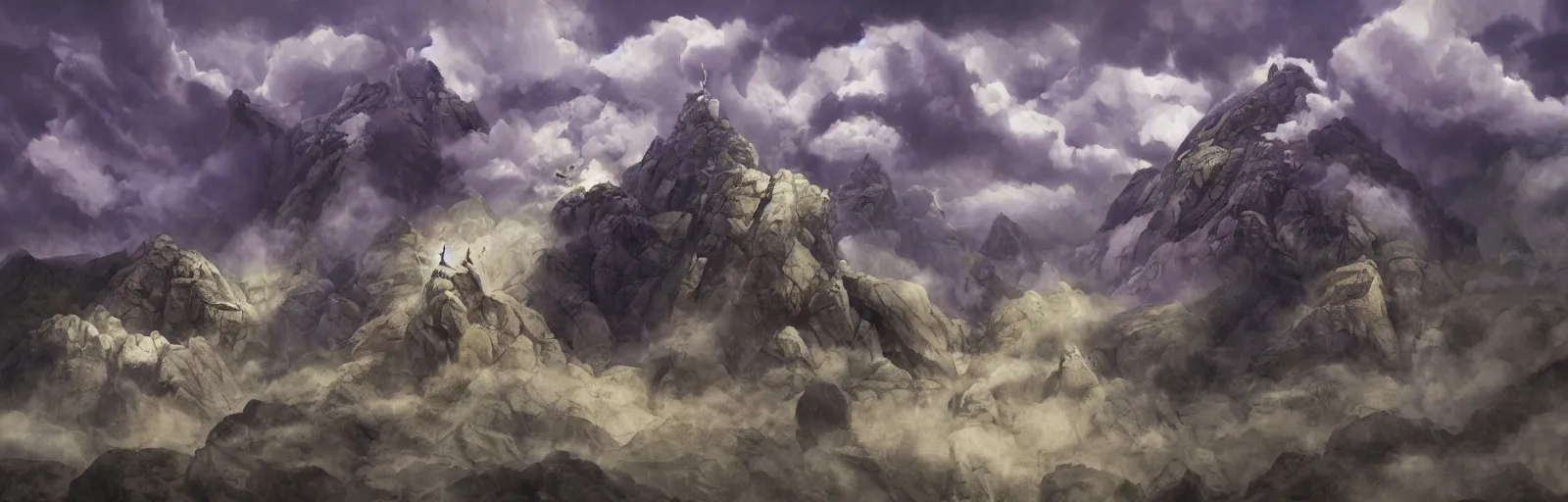 Image similar to A jagged mountain range with flying purple baby elephant, clouds, illustration, detailed, smooth, soft, warm, by Adolf Lachman, Shaun Tan, Surrealism