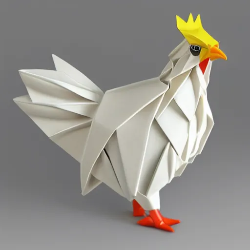 Image similar to porcelain origami chicken 3 d rtx hd