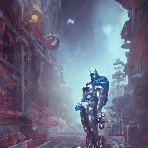 Image similar to !dream hyperrealistic photography of a machine entering Batman as a host in the style of Jin Kagetsu, James Jean and wlop, highly detailed, sharp focus, rich deep colors, intricate concept art, digital painting, ambient lighting, 4k, artstation