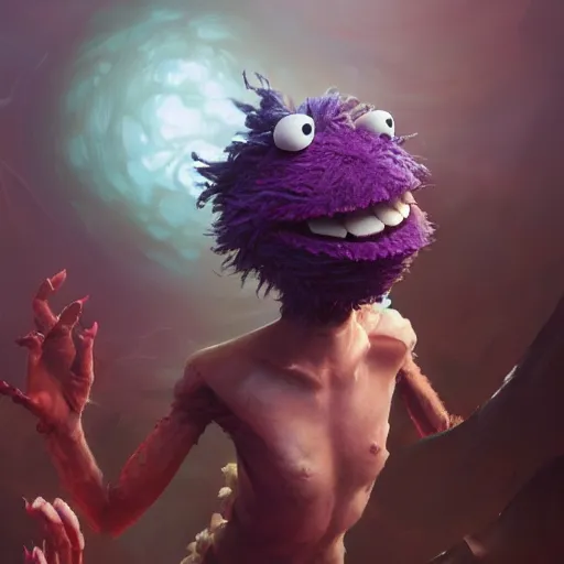 Prompt: yip yips from sesame street, fullbody, ultra high detailed, oil painting, greg rutkowski, charlie bowater, yuumei, yanjun cheng, unreal 5, daz, hyperrealistic, octane render, rpg portrait, dynamic lighting, fantasy art, beautiful face