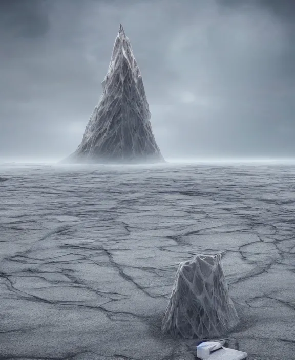 Image similar to surreal covenant deformation tower, futuristic berserk white architecture in the beach in iceland, foggy, highly detailed, digital painting, arstation, concept art, hyperealistic octane render, unreal engine,