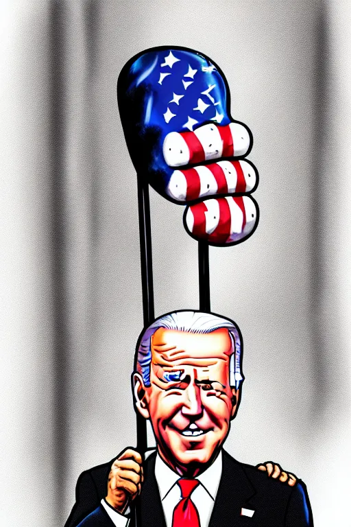 Image similar to joe biden lollipop, political cartoon, hyper realistic