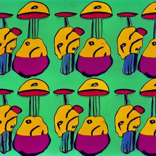 Image similar to mushrooms : : by andy warhol : :