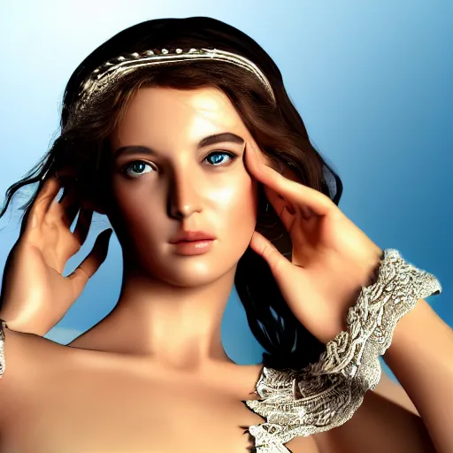 Prompt: Greek Goddess, photorealistic modelling