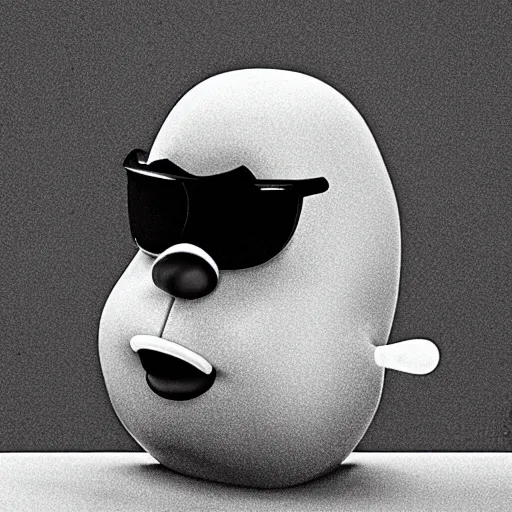 Image similar to Mr Potato Head as a drug dealer, dramatic, sharp focus, intense detail, noir, cinematic