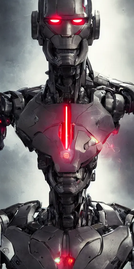 Prompt: cyborg, borg, android, strogg, face of a man, body of a robot, droid, robocop, cable, victor stone, ultron, terminator, machine, flesh, quake, doom demon, wolfenstein, monster, octane render, from an anime movie, symmetry, symmetrical, concept art by ruan jia and greg rutkowski