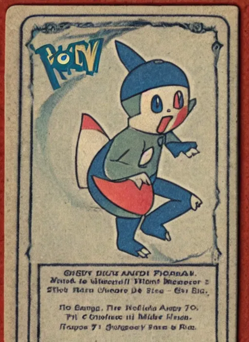 Image similar to a pokemon card from the 1 9 2 0 s