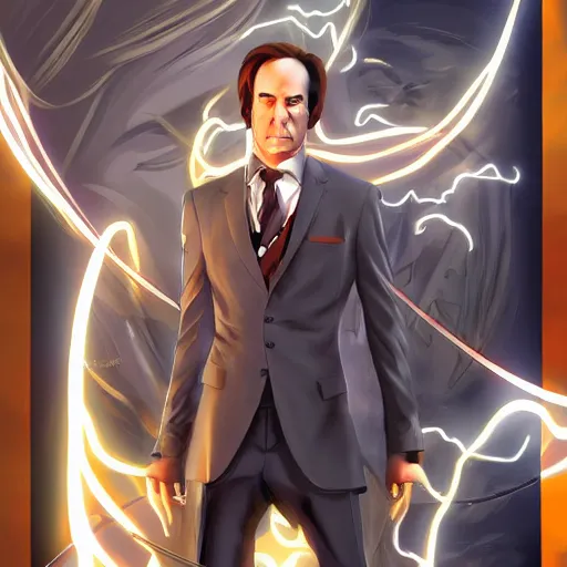 Prompt: portrait of saul goodman the lightning incarnation of lawyer, anime fantasy illustration by tomoyuki yamasaki, kyoto studio, madhouse, ufotable, trending on artstation