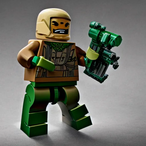 Image similar to doomguy as a lego figure, 4k, high detail, high-resolution photograph, professional photography, ultra-detail, lego