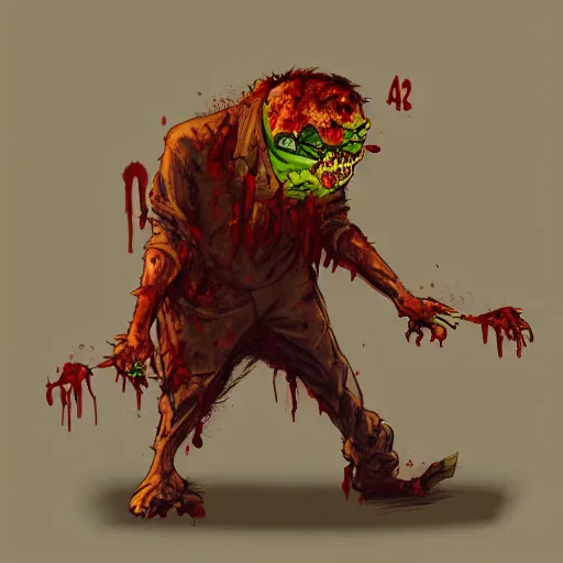 Prompt: a zombie Garfield, by WLOP, horror, wounds, bloody, dark fantasy, trending on artstation