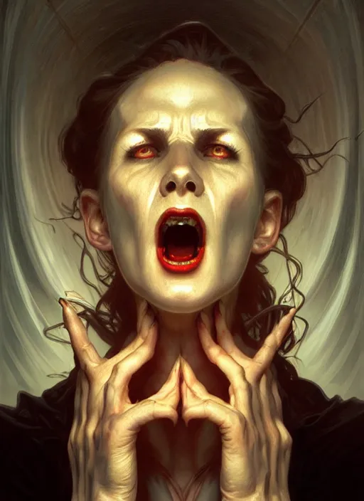 Image similar to symmetry!! portrait of the scream, horror, moody lights!! intricate, scary, highly detailed, digital painting, artstation, concept art, smooth, sharp focus, illustration, art by artgerm and greg rutkowski and alphonse mucha