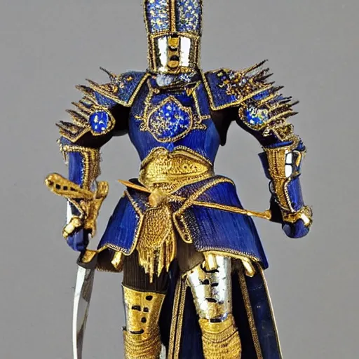 Image similar to beautiful warrior with sapphire encrusted armour, highly detailed,