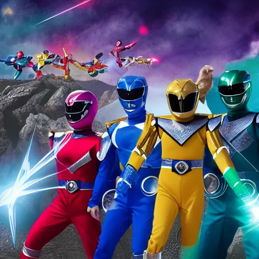 Prompt: the Power Rangers meet the MCU 4k detail