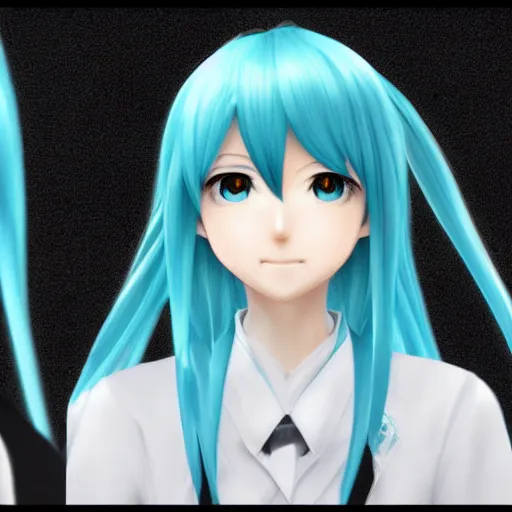 Image similar to photorealistic hatsune miku