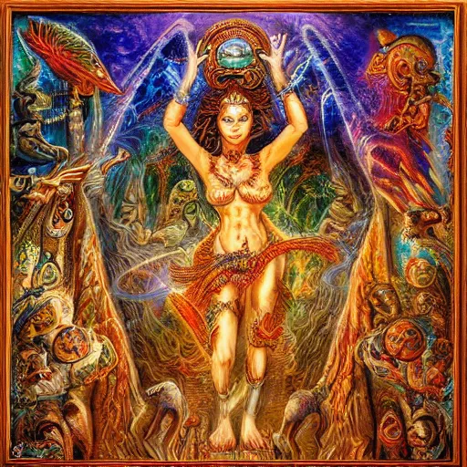 Image similar to disasterpiece mesmerizing sanctum of the most disturbing and beautiful truth, relief of Akkadian origin, in the style of Jeff Easley, Josephine Wall, Ken Kelly, – W 1024