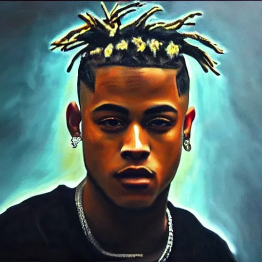 Prompt: Painting of XXXTENTACION 4K quality superrealistic oil painting