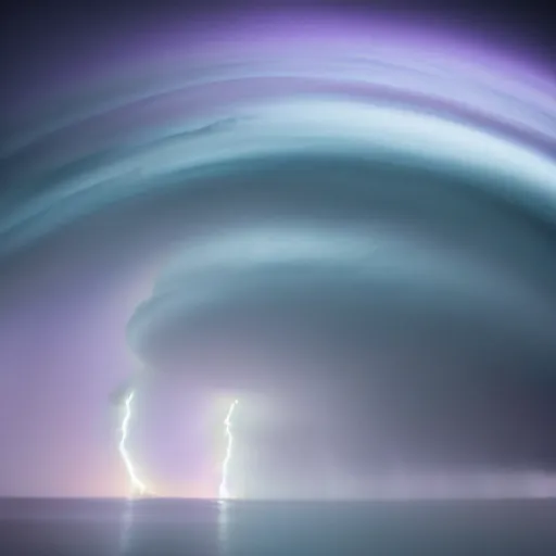 Image similar to amazing photo of purple clouds in the shape of a tornado by marc adamus, digital art, beautiful dramatic lighting