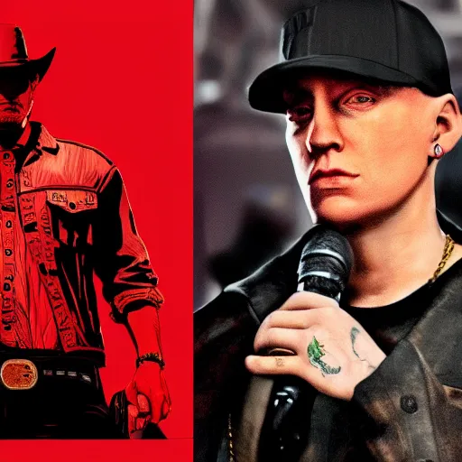 Image similar to Eminem in red dead redemption 2 4k detail