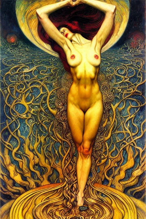 Image similar to Divine Chaos Engine by Karol Bak, Jean Delville, William Blake, Gustav Klimt, and Vincent Van Gogh, symbolist, visionary