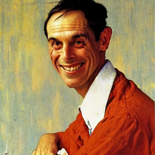 Image similar to portrait of yossi benayoun smiling by norman rockwell