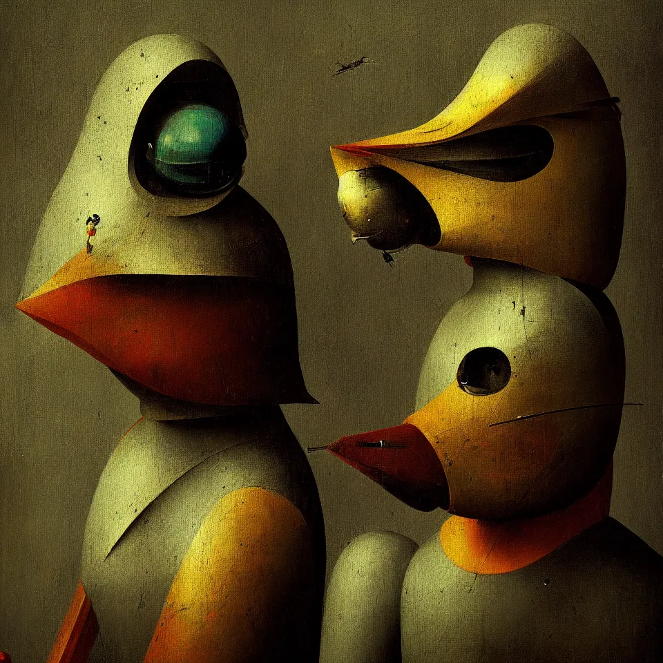 Image similar to robot bird, by hieronymus bosch, oil paint, portrait, cinematic, epic composition, digital painting, digital art, masterpiece