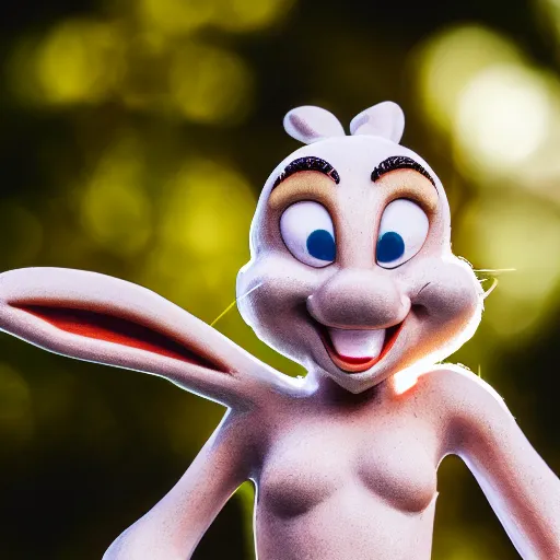 Image similar to a professional photo of bugs bunny, f / 1. 4, 9 0 mm, anatomically correct