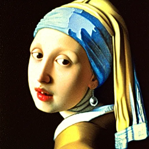 Prompt: girl with a pear earring by vermeer