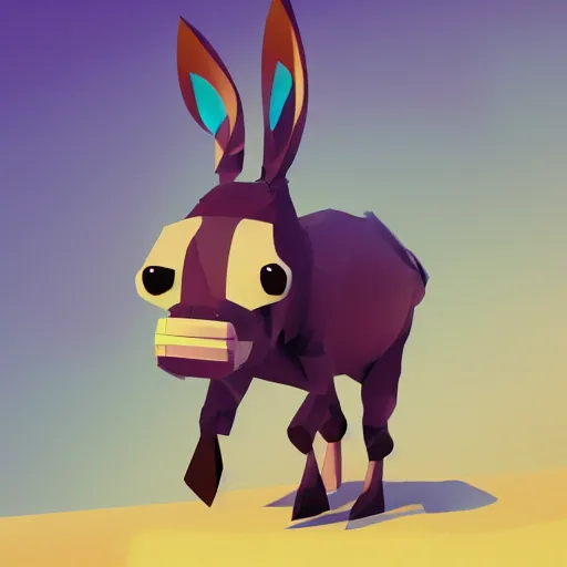 Prompt: cute illustration of a donkey, digital art, inspired by tearaway, by greg rutkowski, sharp, masterpiece, highly detailed, photorealistic, octane render, 8 k, unreal engine 5, trending on artstation, vivid colors