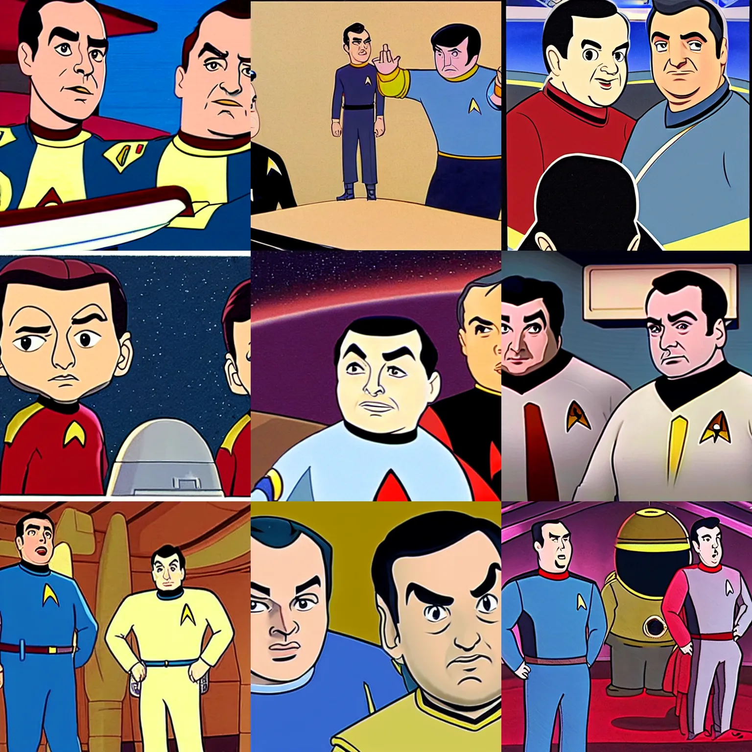 Prompt: rich evans and mike stoklasa in star trek the animated series