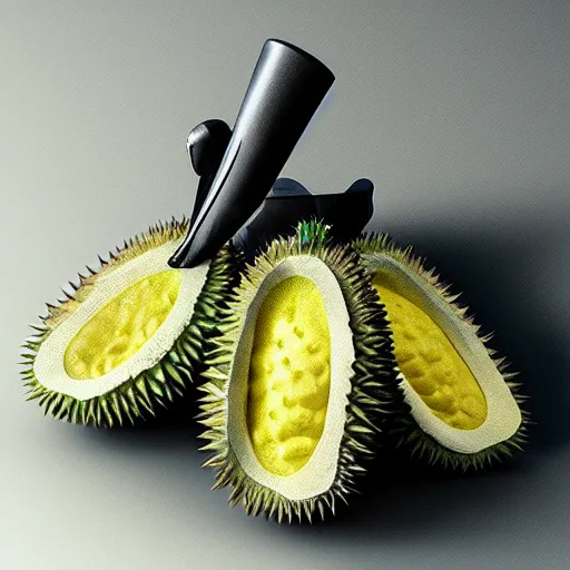Image similar to “durian fruit dressed as a wwii soldier” octane render