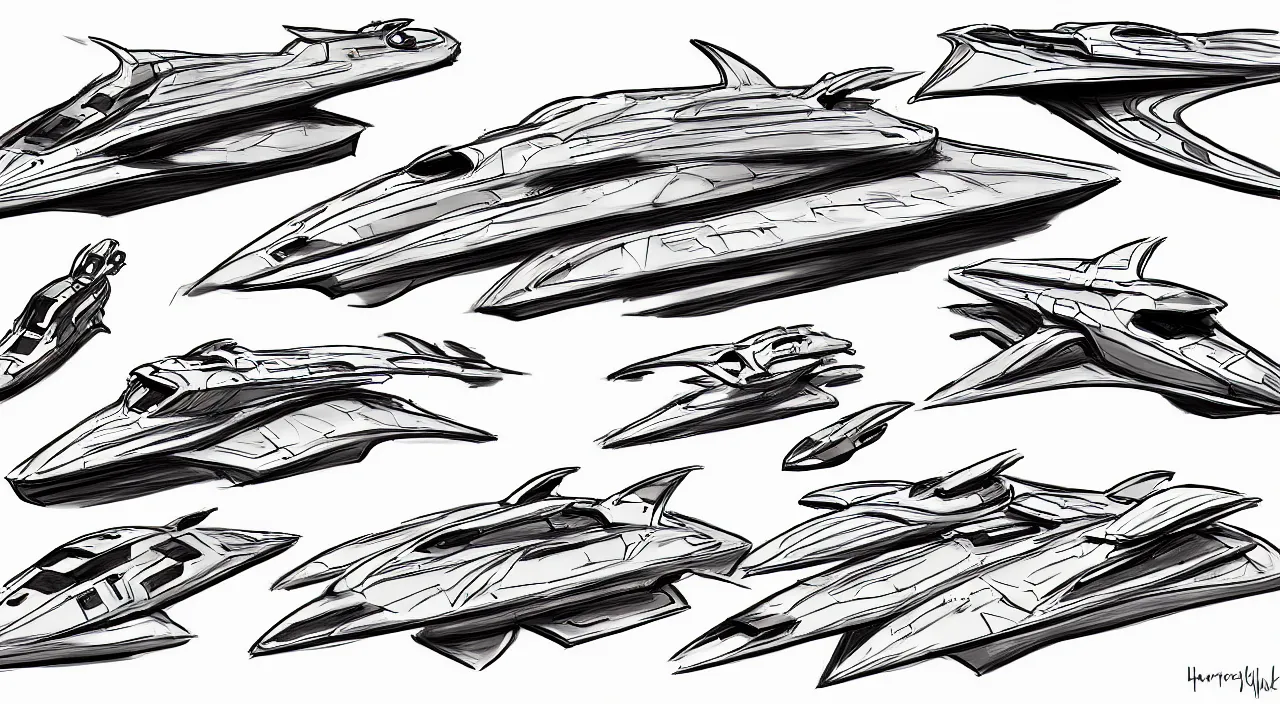 Image similar to sharp spaceship sketches