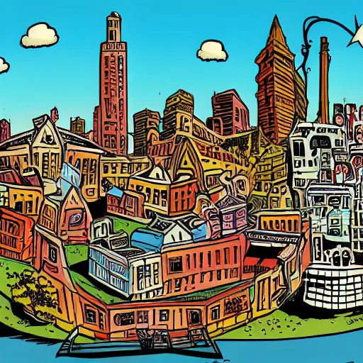 Prompt: old city by peter bagge