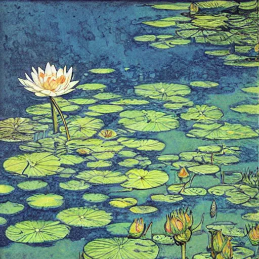 Prompt: Waterlilies by Rebecca Guay