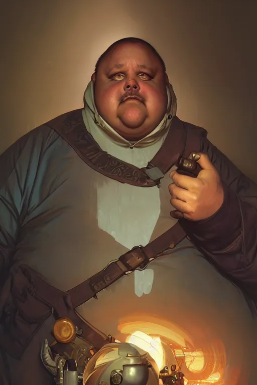 Image similar to a middle aged obese man as a canon ball, realistic painting, symmetrical, highly detailed, digital painting, artstation, concept art, smooth, sharp focus, illustration, cinematic lighting, art by artgerm and greg rutkowski and alphonse mucha