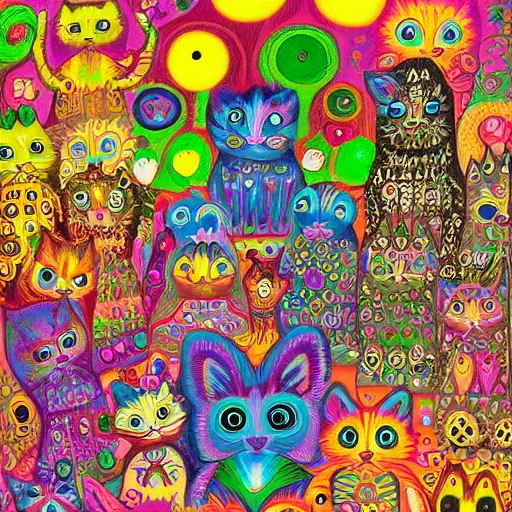 Prompt: my little dark age, detailed painterly digital art by lisa frank and louis wain, trending on deviantart