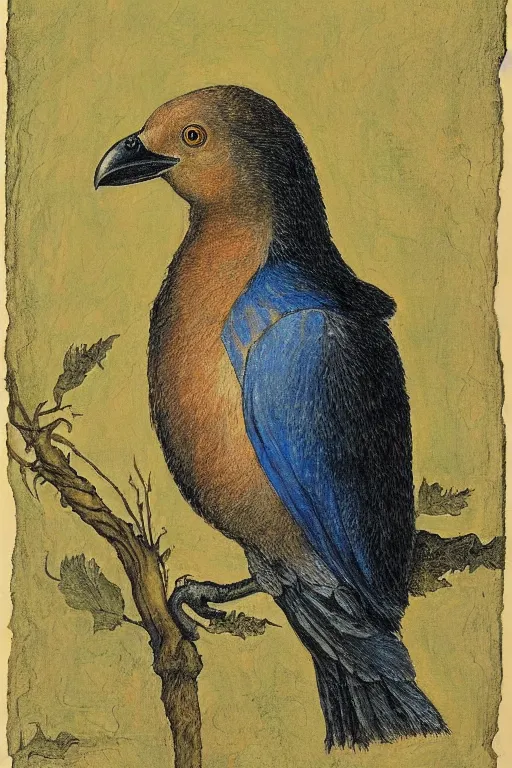 Image similar to portrait of a bird in the style of albrecht durer