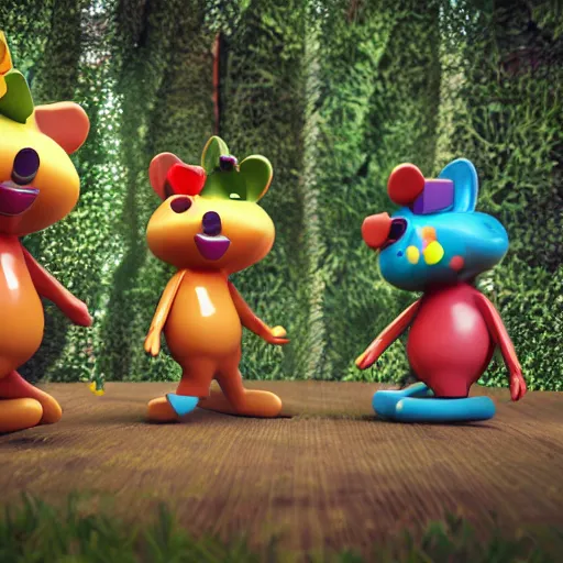 Prompt: happy tree friends, 3 d octane render