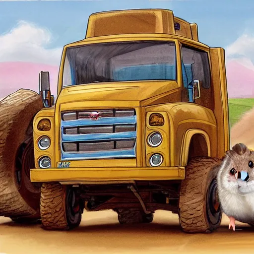 Image similar to concept art of hamster-truck