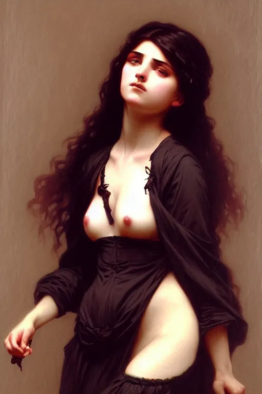 Prompt: victorian dark girl, painting by bouguereau, detailed art, artstation