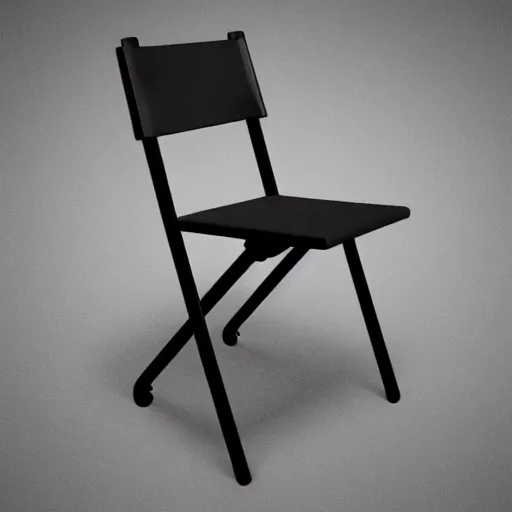 Prompt: a simple, black, metal, foldable chair with 4 legs